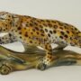 LEOPARDO-SU-TRONCO-IN-CERAMICA-COLORATA-CON-MACCHIE-PANTERA-TIGRE-ARREDO-CASA-152885919759