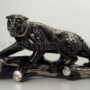 LEOPARDO-SU-TRONCO-IN-CERAMICA-NERO-PLATINO-CON-CRISTALLI-SWAROVSKI-ANIMALI-152881682229