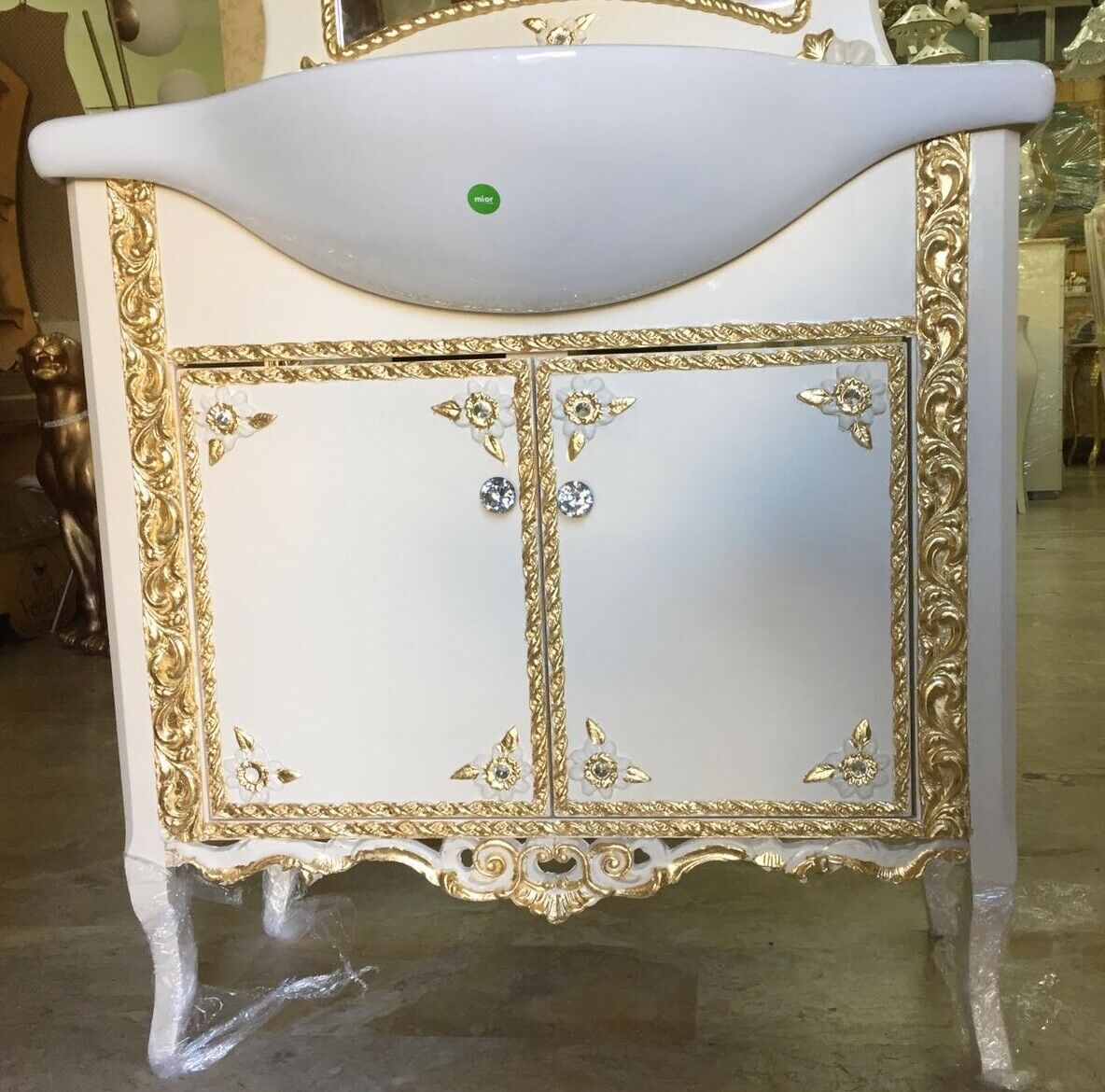 MOBILE-BAGNO-E-SPECCHIO-IN-LEGNO-AVORIO-DECORI-FOGLIA-ORO-CON-LAVABO-85-cm-164470546909-4