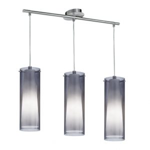 OLIMPO LAMPADARIO MODERNO 3 LUCI SOSPENSIONE ACCIAIO CROMATO E VETRO SALONE