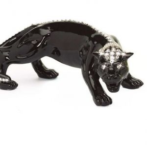 PANTERA LADY MYSTERY IN CERAMICA NERO TEMPESTA CON CRISTALLI SWAROVSKI