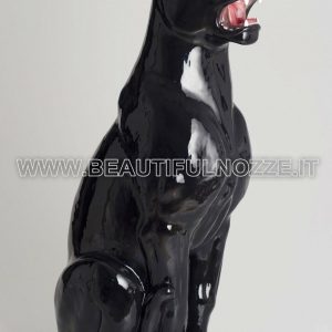 PANTERA SEDUTA GIGANTE IN CERAMICA NERO ANIMALI LEOPARDO LEONE TIGRE ARREDO CASA