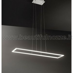 QUATTRO LAMPADARIO SOSPENSIONE GRANDE IN ALLUMINIO SATINATO BIANCO A LED