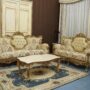 SALOTTO-COMPLETO-IN-LEGNO-INTAGLIATO-FOGLIA-ORO-E-TESSUTO-DAMASCATO-ORO-153325754779