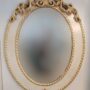 SPECCHIO-DA-PARETE-OVALE-CORNICE-IN-LEGNO-AVORIO-E-FOGLIA-ORO-153270870569
